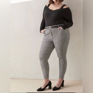 ADDITION ELLE Gingham Black & White Pant With Ankle Zip. Great Stretch!